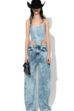 ACID WASH DENIM BOYFRIEND TROUSERS