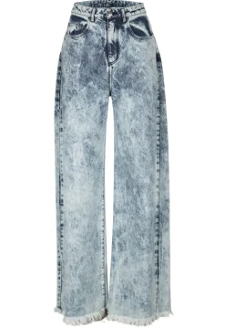 ACID WASH DENIM BOYFRIEND TROUSERS