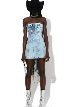 ACID WASH DENIM CORSET DRESS