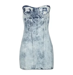 ACID WASH DENIM CORSET DRESS