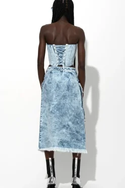 ACID WASH DENIM MULTI POCKET SKIRT