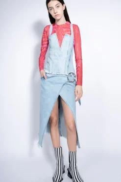 ACID WASH SKIRT WITH SIDE SPLIT
