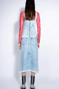 ACID WASH SKIRT WITH SIDE SPLIT