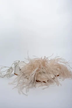 BEIGE FEATHER STRAPPY SANDAL