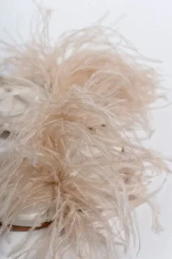 BEIGE FEATHER STRAPPY SANDAL