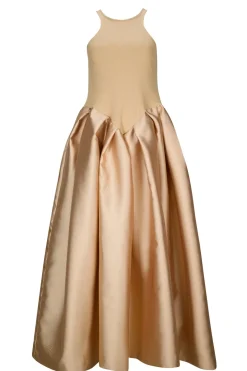 BEIGE FULL SKIRT TANK TOP DRESS