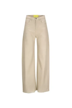 BEIGE WOVEN BOYFRIEND TROUSERS