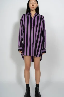 BLACK AND LILAC STRIPED XXL SHIRT