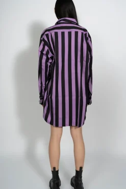 BLACK AND LILAC STRIPED XXL SHIRT