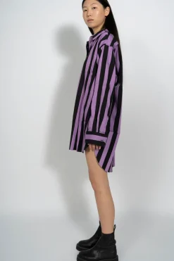 BLACK AND LILAC STRIPED XXL SHIRT