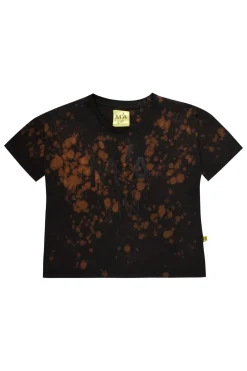 BLACK AND ORANGE SPLATTERED LOGO T-SHIRT