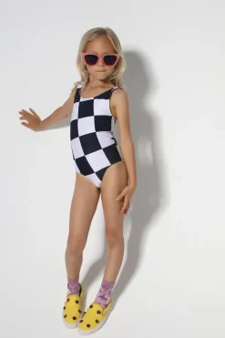 BLACK AND WHITE CHECKS SWIMSUIT