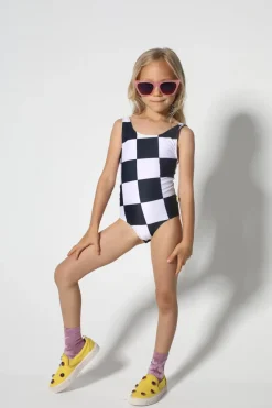 BLACK AND WHITE CHECKS SWIMSUIT