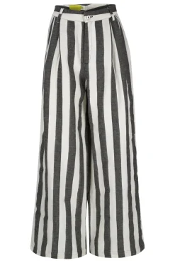 BLACK AND WHITE STRIPES WIDE LEG TROUSERS