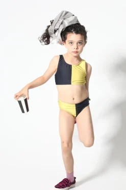 BLACK AND YELLOW SWIMWEAR BIKINI SET