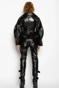 BLACK BIKER LEATHER TROUSERS