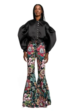 BLACK BOMBER JACKET WITH PUFF SLEEVES