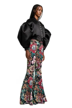 BLACK BOMBER JACKET WITH PUFF SLEEVES