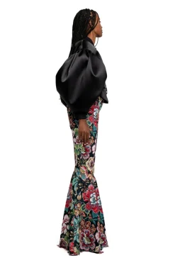 BLACK BOMBER JACKET WITH PUFF SLEEVES