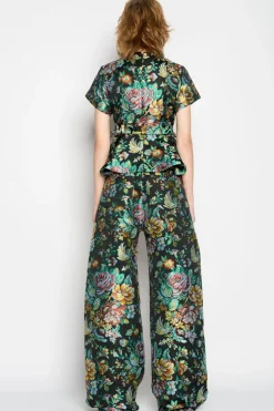 BLACK BROCADE BOYFRIEND TROUSERS