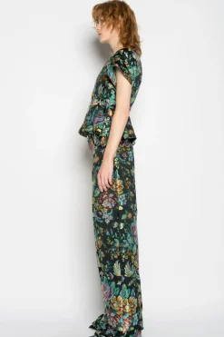 BLACK BROCADE BOYFRIEND TROUSERS
