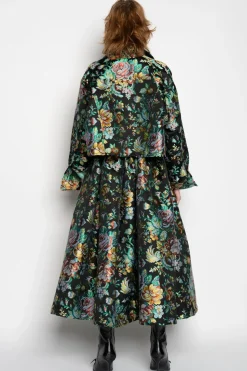 BLACK BROCADE CROPPED OVERSHIRT