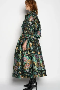 BLACK BROCADE CROPPED OVERSHIRT