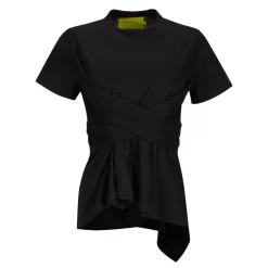 BLACK CROSS WAIST DRAPE T-SHIRT