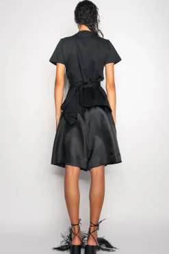 BLACK CROSS WAIST DRAPE T-SHIRT