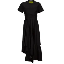 BLACK CROSS WAIST DRAPE T-SHIRT DRESS