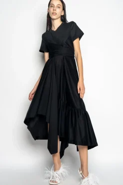 BLACK CROSS WAIST DRAPE T-SHIRT DRESS
