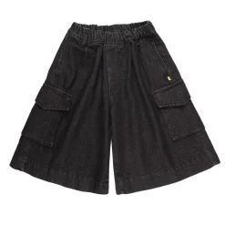 BLACK DENIM OVERSIZED CARGO SHORTS