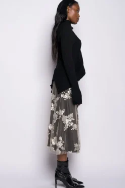 BLACK DRAPED JUMPER IN MERINO KNIT