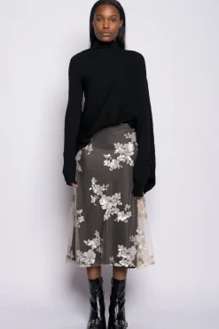 BLACK DRAPED JUMPER IN MERINO KNIT