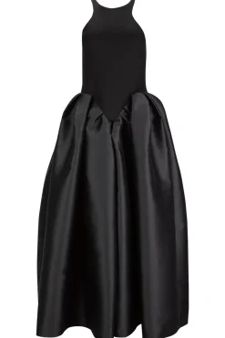 BLACK DRESS WITH TANK TOP SCOOPED