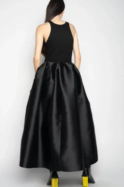 BLACK DRESS WITH TANK TOP SCOOPED