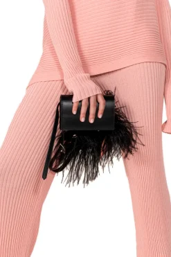 BLACK FEATHER BELT BAG