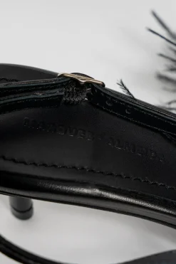 BLACK FEATHER SLING BACKS