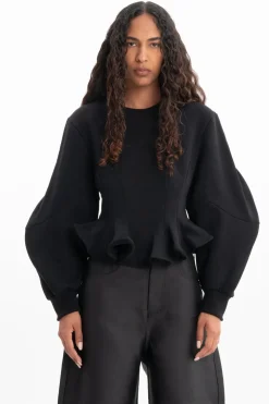 BLACK FRILL SWEATSHIRT