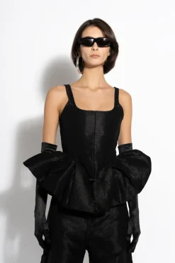 BLACK LUREX FITTED CORSET