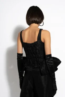 BLACK LUREX FITTED CORSET