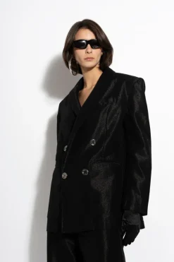 BLACK LUREX OVERSIZED BLAZER
