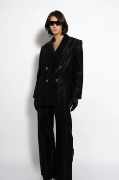 BLACK LUREX OVERSIZED BLAZER