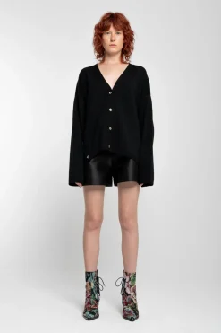 BLACK MERINO DECONSTRUCTED CARDIGAN