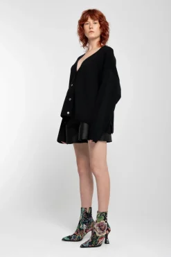 BLACK MERINO DECONSTRUCTED CARDIGAN