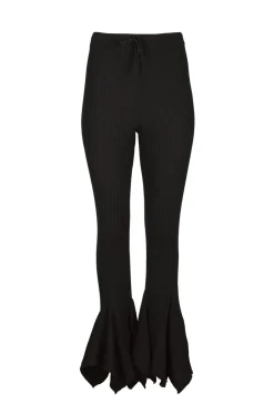 BLACK MERINO WOOL KNITTED TROUSERS