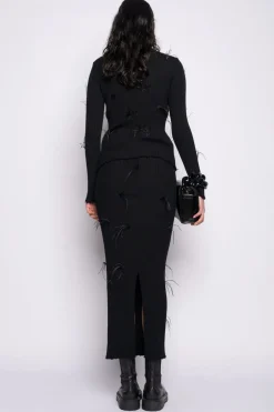 BLACK MERINO WOOL LONG SKIRT