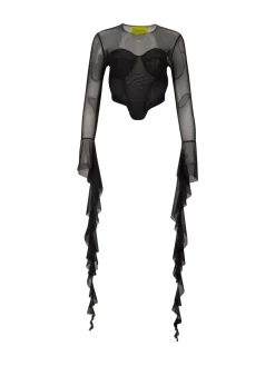 BLACK MESH CORSET TOP