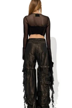 BLACK MESH CORSET TOP