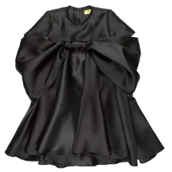 BLACK MIKADO OVERSIZED BOW DRESS